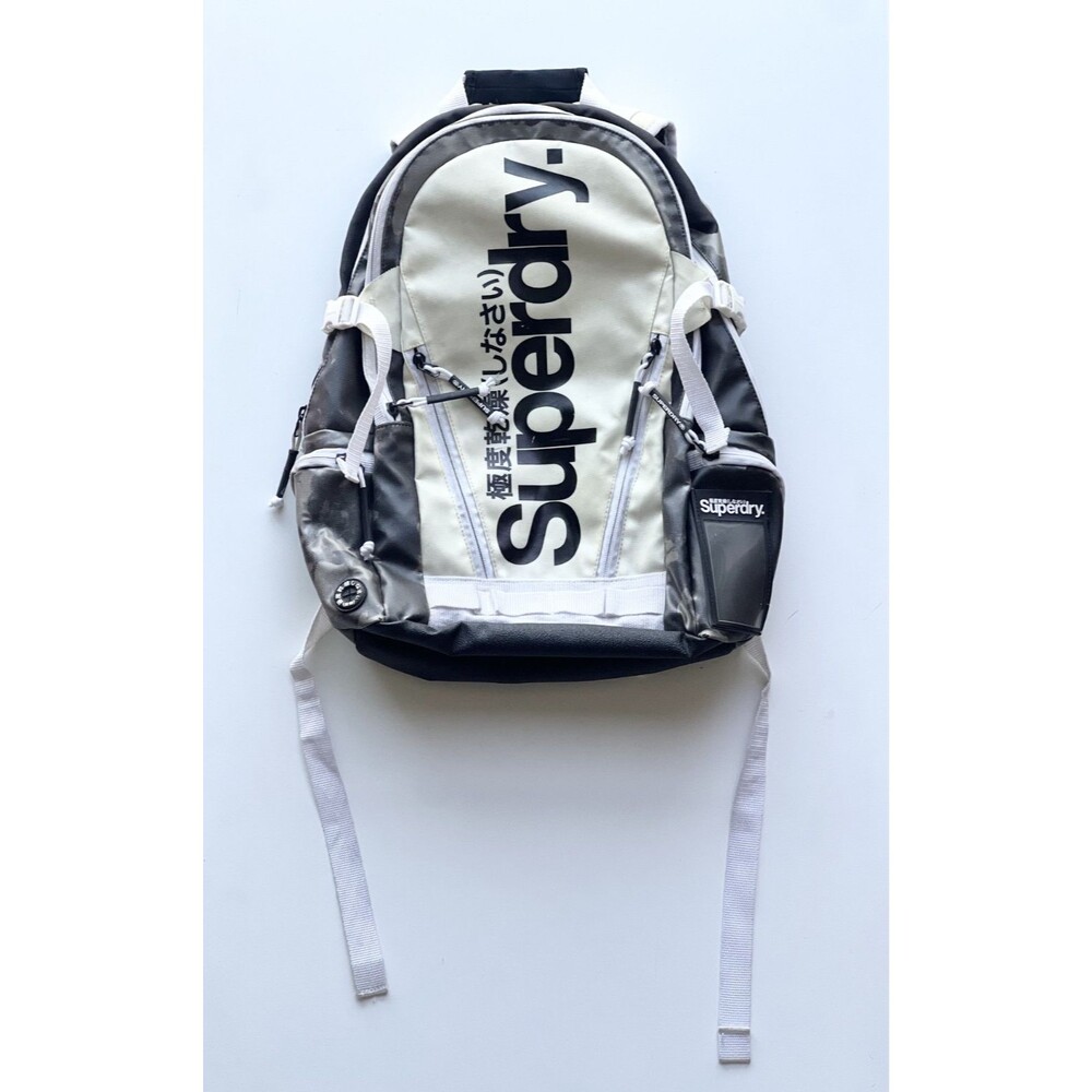 Superdry Men’s Mono Tarp Backpack Black White Durable Stylish Urban Travel Bag